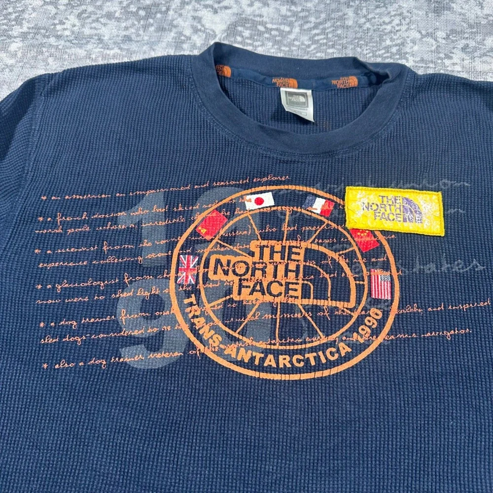 Vintage 90sThe North Face Thermal Shirt Men XL Navy Trans-Antarctica 1990 Waffle